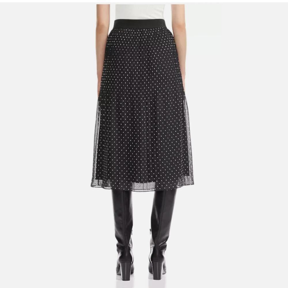 Maje T34 Pleated Polka Dot Midi Skirt Black NWT $265 - Picture 4 of 11